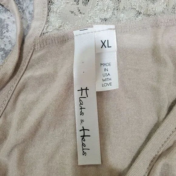 Flats and Heels Tank Womens XLarge Brown Short Sleeve Brown Floral Ladie Casual - Picture 5 of 6